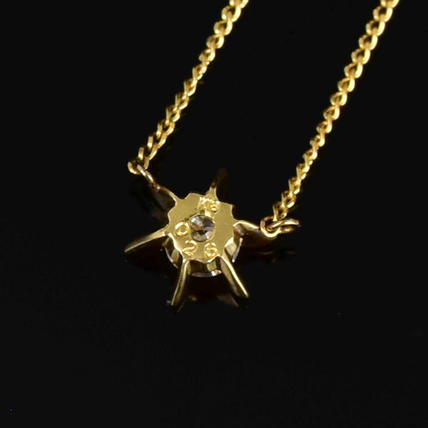 18K Gold Starburst Diamond Solitaire Pendant Necklace - Boylerpf