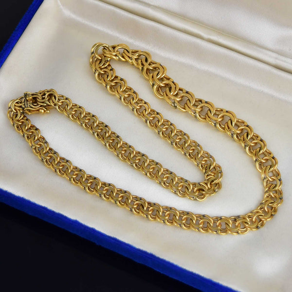 Vintage Chino Link Double Rolled Gold Necklace