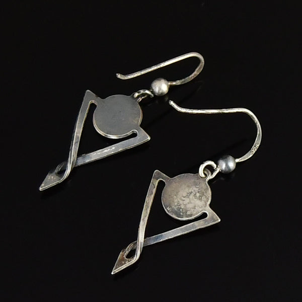 Vintage Enamel Sterling Silver Drop Earrings