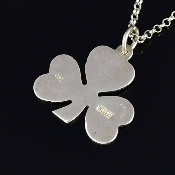 Vintage Sterling Silver Three Leaf Clover Necklace