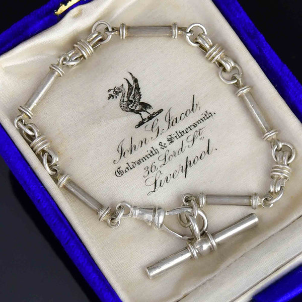 Antique Edwardian Silver Knotted Albert Watch Chain Bracelet - Boylerpf