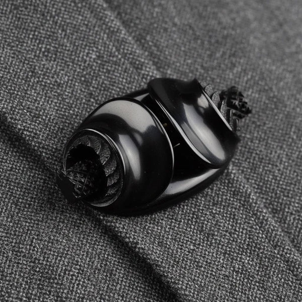 Antique Victorian Large Knot Carved Whitby Jet Brooch - Boylerpf