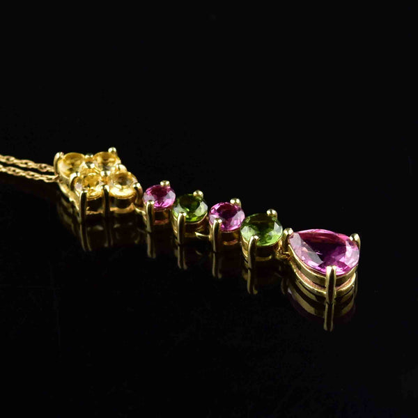 Vintage 10K Gold Tourmaline Articulated Pendant Necklace - Boylerpf