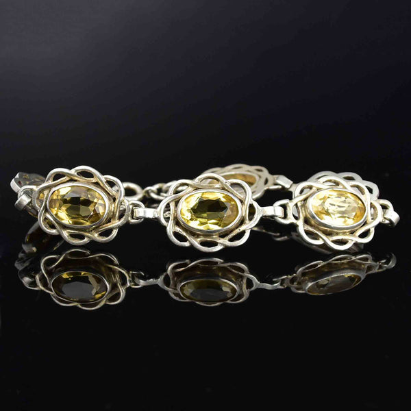 Vintage Arts and Crafts Style Silver Citrine Bracelet - Boylerpf