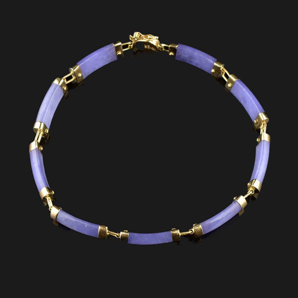 Vintage 14K Gold Purple Jade Bracelet - Boylerpf