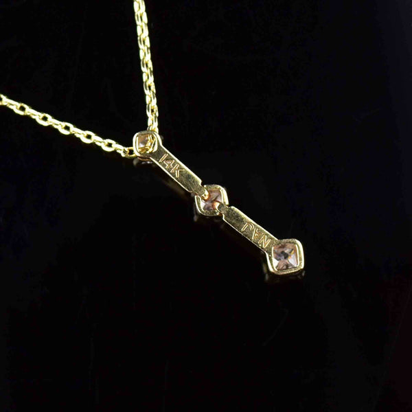 14K Gold Princess Cut Diamond Journey Pendant Necklace - Boylerpf