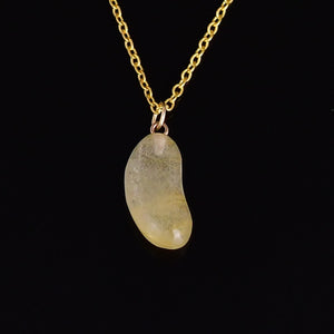 9K Gold Rutilated Quartz Lucky Bean Charm Necklace - Boylerpf