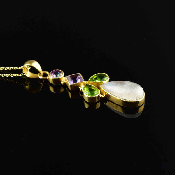 Vintage Moonstone Amethyst Peridot Suffragette Necklace - Boylerpf