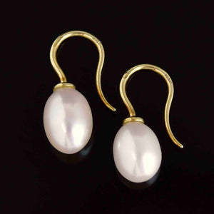 Vintage 9K Gold Large Baroque Pearl Drop Earrings - Boylerpf