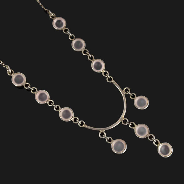 Art Deco Style Sterling Silver Moonstone Drop Necklace - Boylerpf