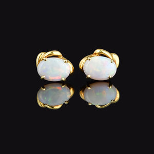 Vintage 18K Gold Opal Stud Earrings - Boylerpf