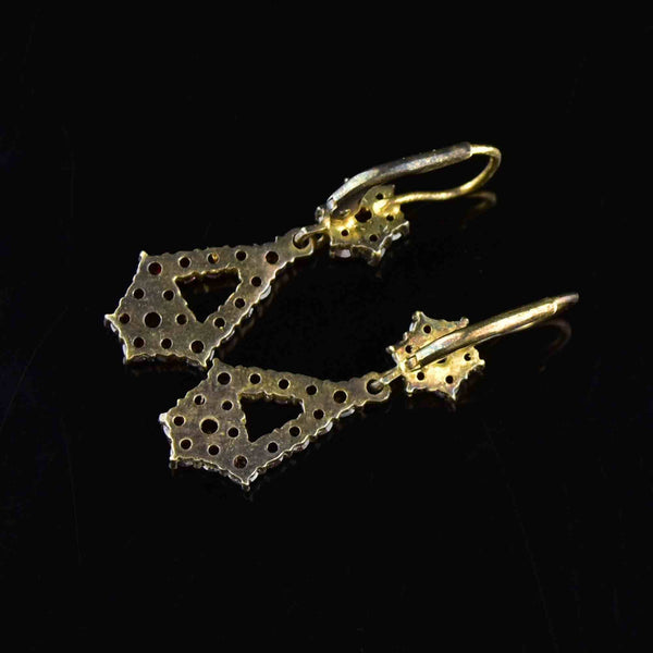 Antique Rolled Gold Garnet Star Drop Earrings - Boylerpf