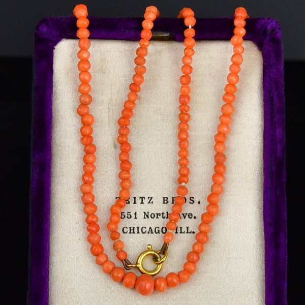 Antique Mediterranean Coral Victorian Necklace - Boylerpf