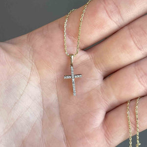 Vintage 10K Gold Diamond Cross Pendant Necklace - Boylerpf