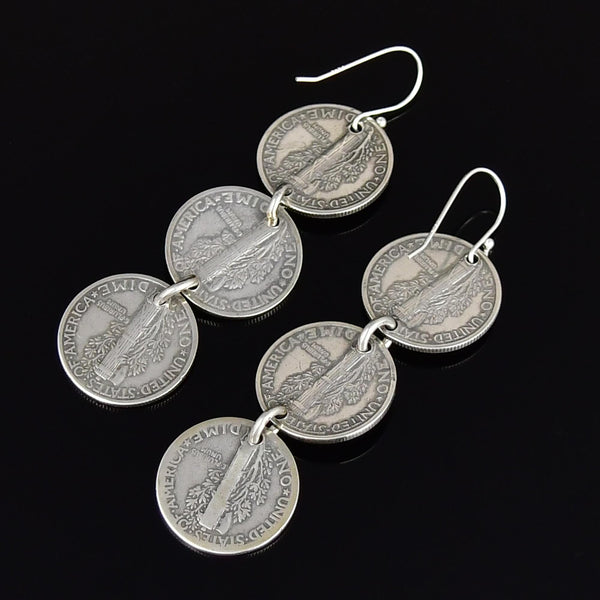 Vintage American Mercury 1944 Dime Earrings