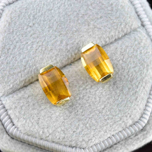 Vintage Fancy Cut Citrine Stud Earrings in 14K Gold - Boylerpf