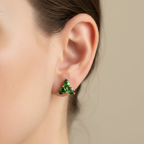 Vintage Sterling Silver Chrome Diopside Stud Earrings