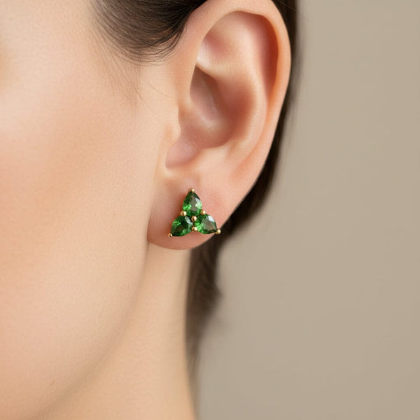 Vintage Sterling Silver Chrome Diopside Stud Earrings