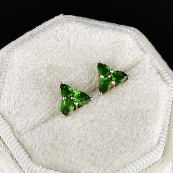 Vintage Sterling Silver Chrome Diopside Stud Earrings