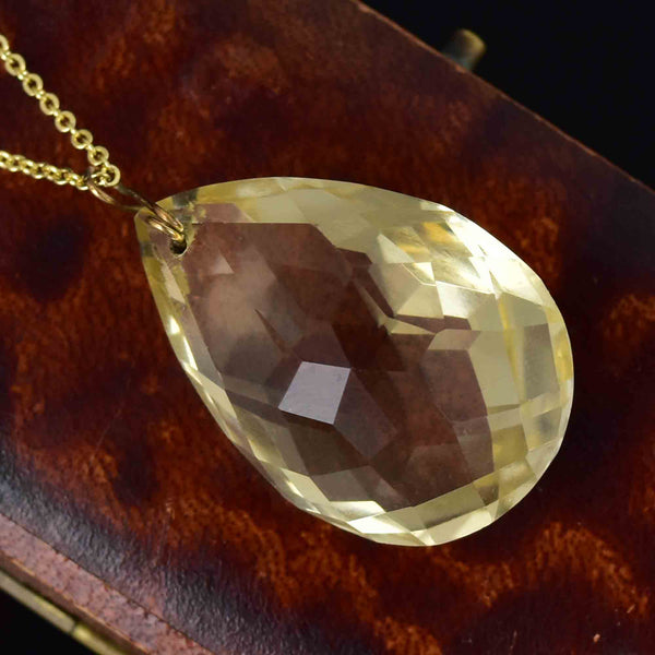 Vintage Art Deco Style 40 CTW Teardrop Citrine Pendant Necklace - Boylerpf