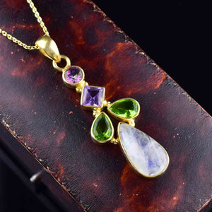 Vintage Moonstone Amethyst Peridot Suffragette Necklace - Boylerpf