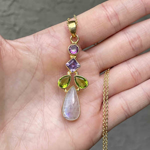 Vintage Moonstone Amethyst Peridot Suffragette Necklace - Boylerpf