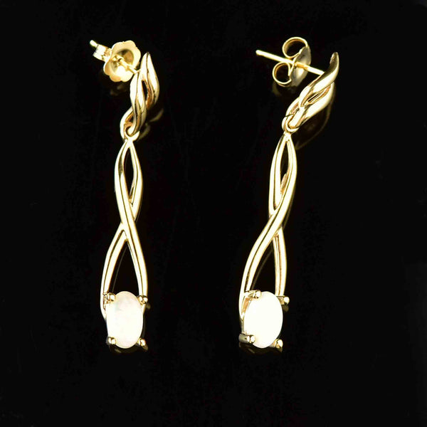 Vintage 10K Gold Opal Drop Stud Earrings - Boylerpf