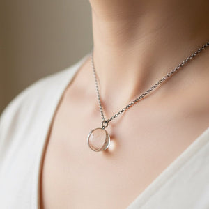 Art Deco Pools of Light Necklace Rock Crystal Orb Pendant - Boylerpf