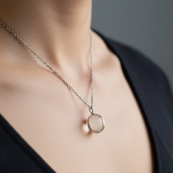 Art Deco Pools of Light Necklace Rock Crystal Orb Pendant - Boylerpf