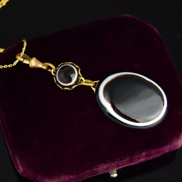 Antique Victorian Banded Bullseye Agate Pendant Fob - Boylerpf