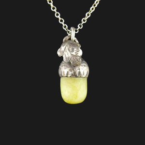 Vintage Silver Connemara Marble Acorn Pendant Necklace - Boylerpf