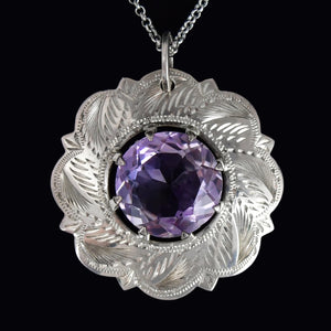 DEPOSIT Antique Edinburgh Silver Leaf 17.5 CTW Amethyst Pendant Necklace - Boylerpf