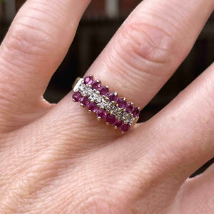 Vintage Diamond Ruby Arched Stacking Ring in 10K Gold - Boylerpf