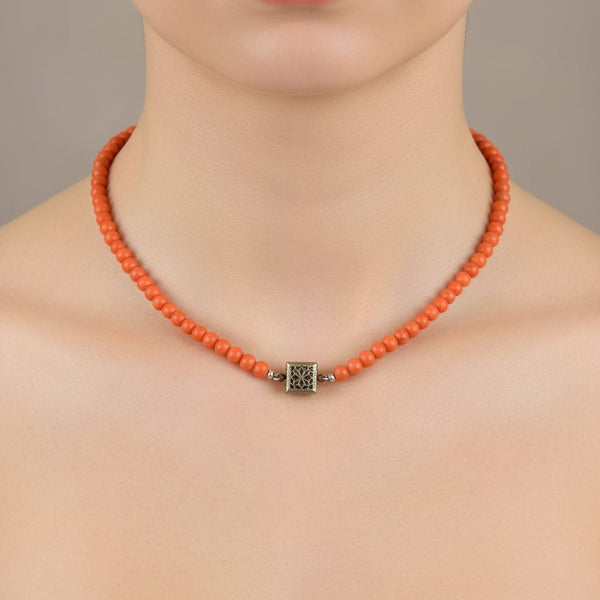 Antique 1930s Momo Coral Bead Necklace