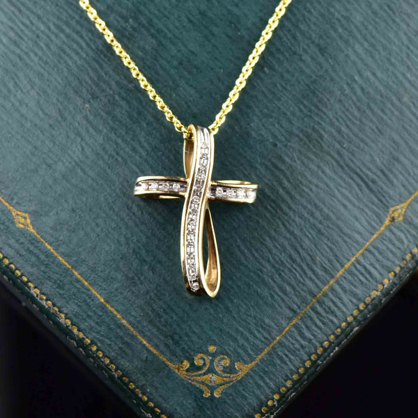 10K Gold Diamond Cross Pendant Necklace - Boylerpf