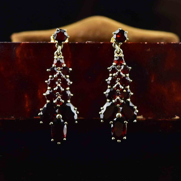 Victorian Style Garnet Post Drop Earrings - Boylerpf