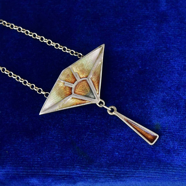 Pat Cheney Sterling Silver Enamel Geometric Necklace