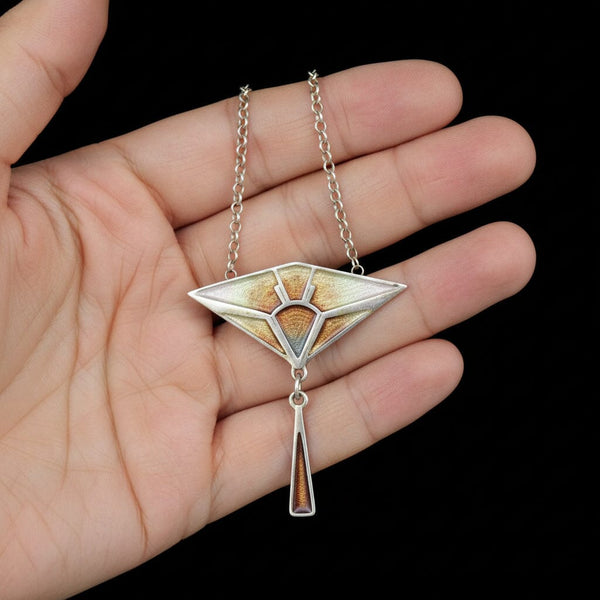 Pat Cheney Sterling Silver Enamel Geometric Necklace