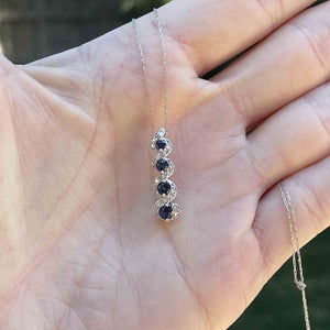 14K White Gold Diamond Sapphire Journey Necklace | Boylerpf