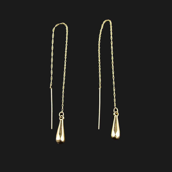Vintage 14K Gold Teardrop Threader Earrings - Boylerpf