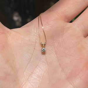 14K Gold Diamond Solitaire Pendant Necklace - Boylerpf