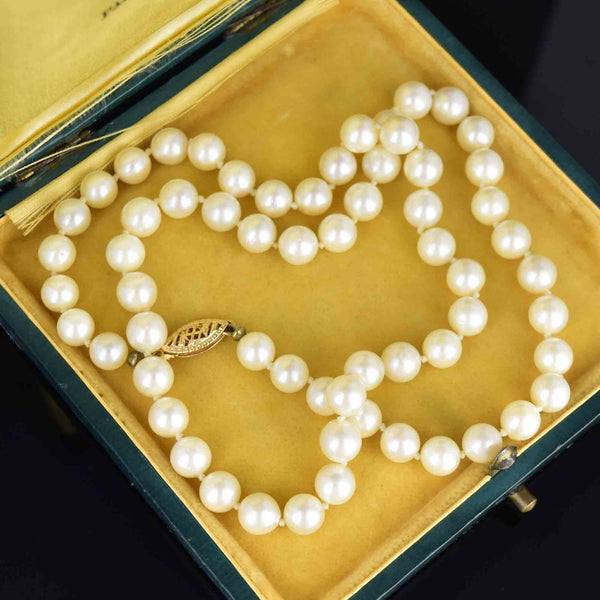 Vintage 14K Gold Cultured Pearl Strand Necklace - Boylerpf