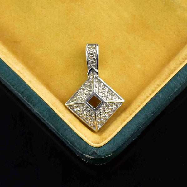 Vintage 14K White Gold Diamond Cluster Pendant - Boylerpf