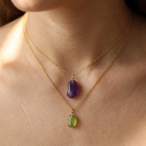Vintage Amethyst 9K Gold Lucky Bean Pendant Necklace - Boylerpf