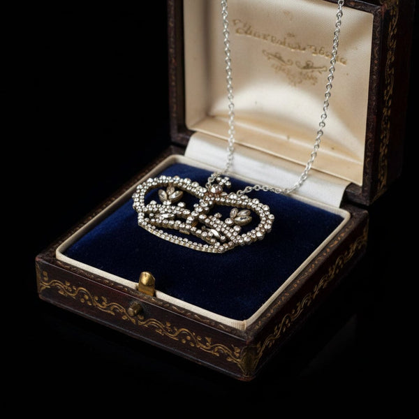 Antique Regal Crown Cut Steel Pendant Necklace - Boylerpf