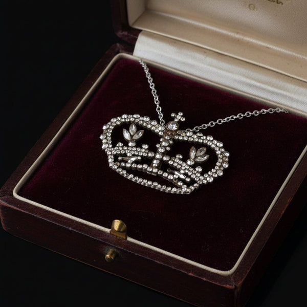 Antique Regal Crown Cut Steel Pendant Necklace - Boylerpf