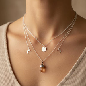 Vintage Arts & Crafts Topaz Sterling Silver Acorn Necklace - Boylerpf