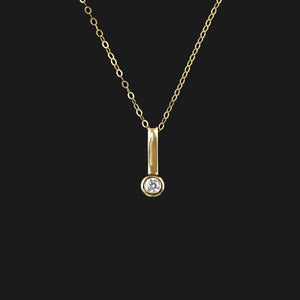 Vintage 14K Gold Diamond Solitaire Drop Pendant Necklace - Boylerpf