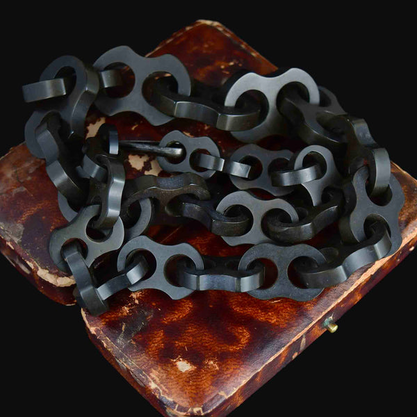 Antique Vulcanite Mariner Link Victorian Necklace - Boylerpf