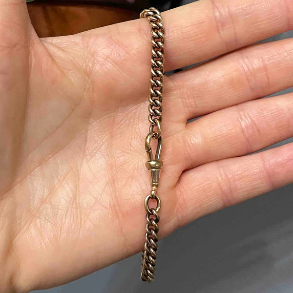 Antique Gold Pocket Watch Curb Chain Bracelet - Boylerpf